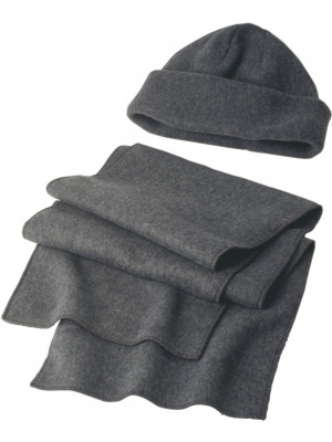 Polyester fleece (200 gr/m) beanie and scarf Russo