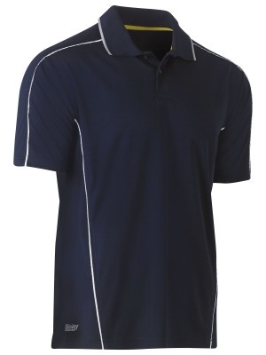Cool Mesh Polo with Reflective Piping - Navy