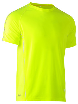 Cool Mesh Tee with Reflective Piping - Yellow