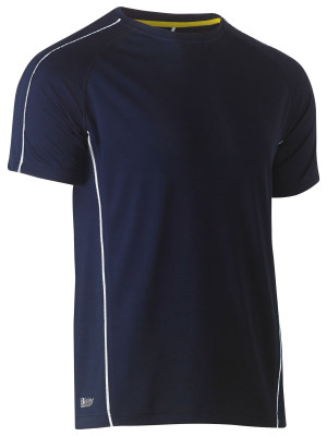 Cool Mesh Tee with Reflective Piping - Navy