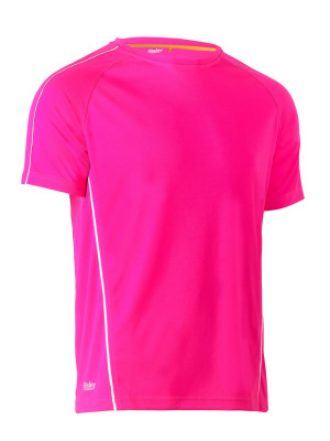 Cool Mesh Tee with Reflective Piping - Pink