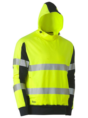 Taped Two Tone Hi Vis Contrast 4 Way Stretchy Hoodie - Yellow/Navy
