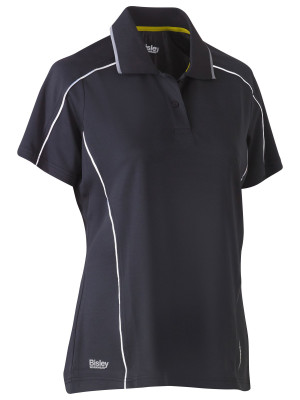 Women's Cool Mesh Polo with Reflective Piping - Charcoal