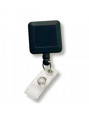 Square Retractable Badge Holder - Black