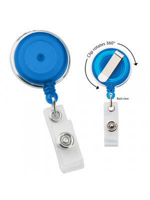 Blue Retractable Badge Holder With Black Cord