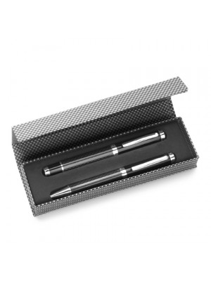 Classic Pen Set With Metal Ballpen and Rollerball With Black Ink In Gift Box