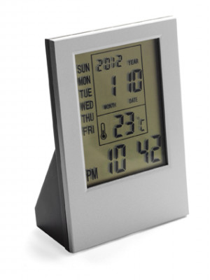 Plastic Lcd Display Desk Clock With Calendar And Thermometer