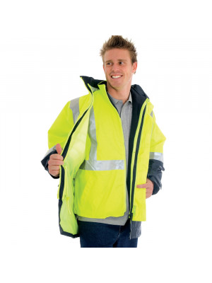 4 in 1 HiVis Two Tone Breathable Jacket with Vest and 3M R/Tape