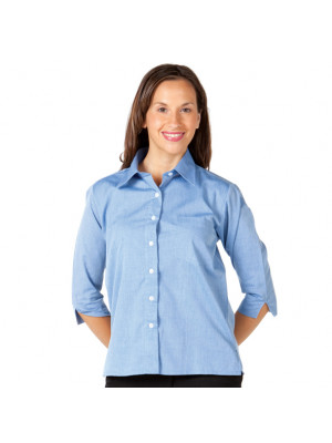 Ladies 3/4 Sleeve Fine Chambray Shirt