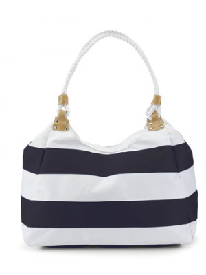Travel Bag With Rope Handles In Striped PVC Material