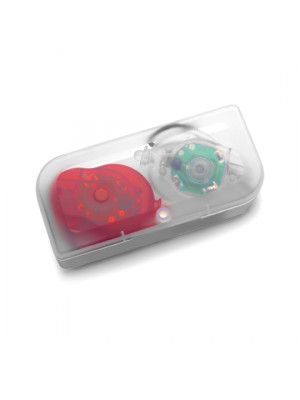 Set Of Two Mini Bicycle Lights In Translucent Plastic Box