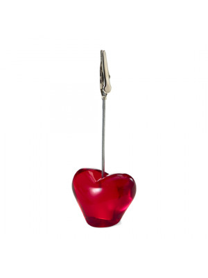Heart Shaped Acrylic Memo Holder With Metal Clip 