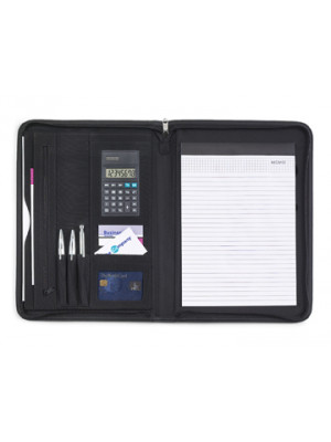 A4 Zipped Micro Fibre Conference Folder With Notepad And Calculator