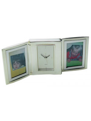 Nickel Photo Frame With Alarm Clock