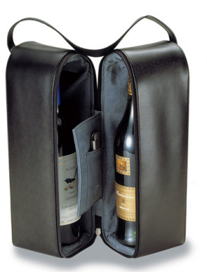 Insulated Two Bottle Leather Wine Carrier