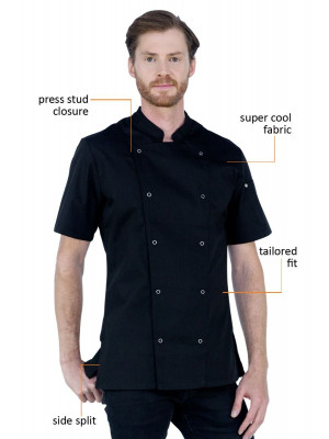 Aussie Chef Alex Press Stud Chef Jacket Black