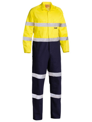 Taped Hi Vis Drill Coverall - Yellow/Navy