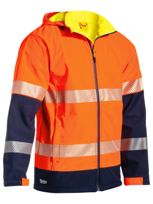Taped Hi Vis Ripstop Bonded Fleece Jacket - Orange/Navy