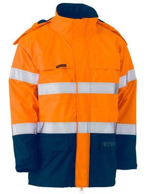 Taped Hi Vis FR Wet Weather Shell Jacket - Orange/Navy