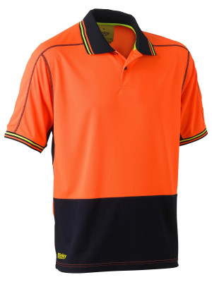 Hi Vis Polyester Mesh Polo - Orange/Navy