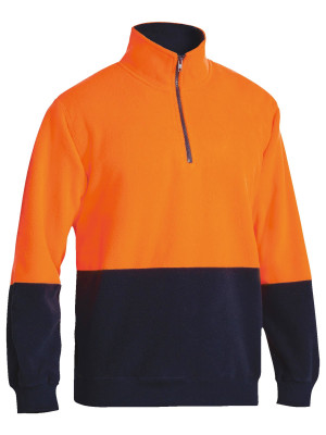Hi Vis Polar fleece Zip Pullover - Orange/Navy