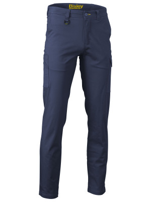 Stretch Cotton Drill Cargo Pants - Navy