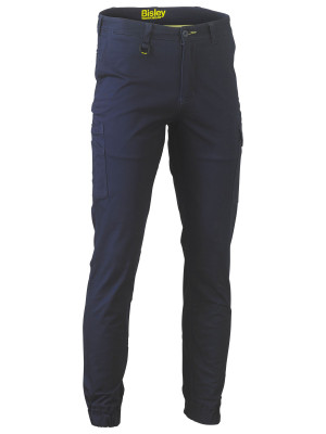 Stretch Cotton Drill Cargo Cuffed Pants - Navy