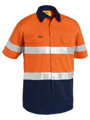 Taped Hi Vis Cool Lightweight Shirt - Orange/Navy