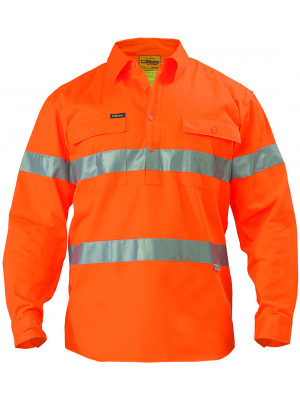 3M Taped Hi Vis Drill Shirt - Long Sleeve W/ Closed Front