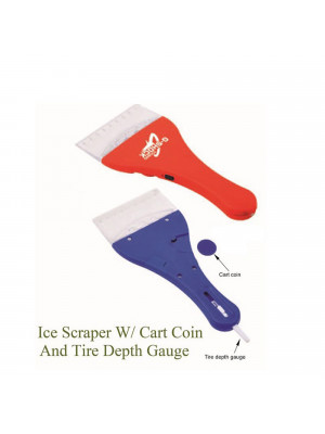 Ice Scrapper with Cart Coin and Tyre Depth Gauge