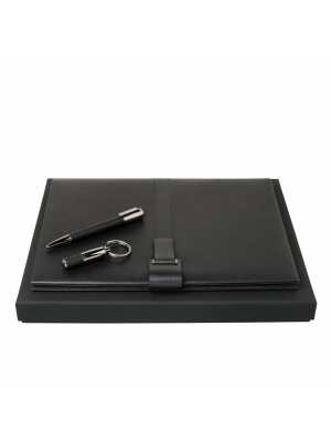 Set Pure Leather Black (ballpoint Pen, Folder A4 & Key Ring)