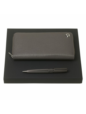 Set Hugo Boss Grey (ballpoint Pen & Long Zipped Folder)