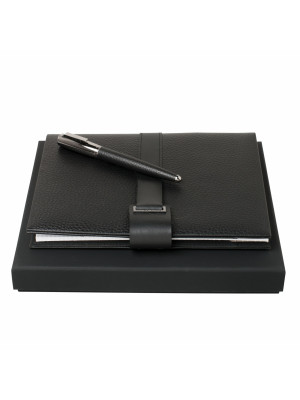 Set Pure Leather Black (rollerball Pen & Folder A5)