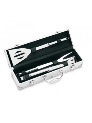3 Bbq Tools In Aluminium Case