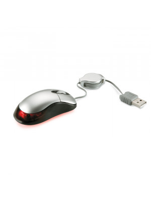 Red Light Optical Mouse With Retractable Cable