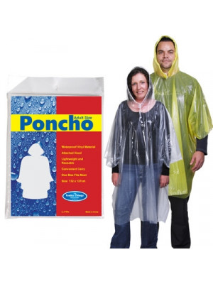 Reusable Polythene Poncho In Clear Poly Bag