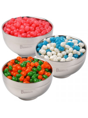 Corporate Colour Jelly Beans In Stainless Steel Bowl