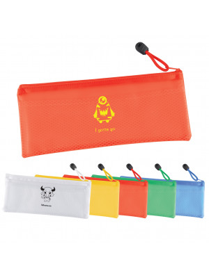 PVC Pencil Case/Organiser with Zipper and Mesh Divider