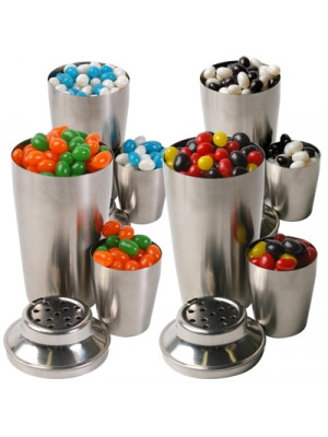 Corporate Colour Jelly Beans In Stainless Steel Cocktail Shaker