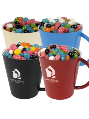 Assorted Colour Jelly Beans In Coloured Coffee Mugs