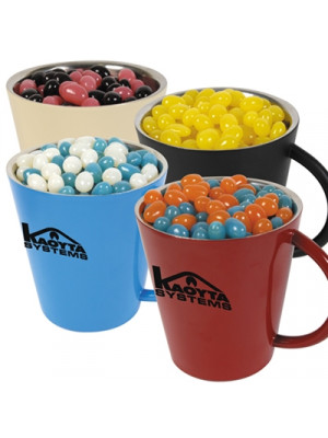 Corporate Colour Jelly Beans In Coloured Coffee Mugs