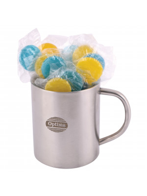 Corporate Colour Lollipops in Double Wall Stainless Steel Barrel Mug