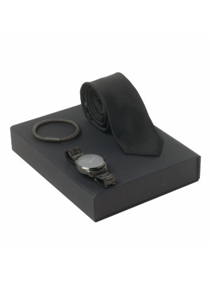 Set Textum Black (watch, Bracelet & Silk Tie)