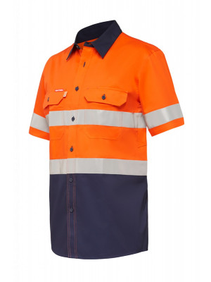 Mens Koolgear Hi-Visibility Two Tone Ventilated Short Sleeve Shirt With Tape