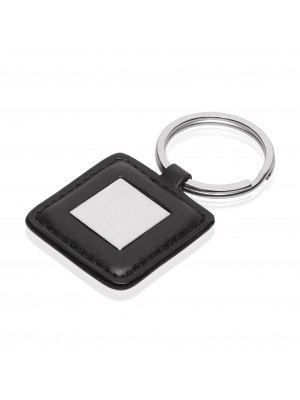 Keyring Square Metal Leather Look