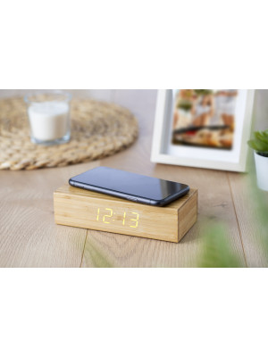 Bamboo wireless charger and clock Rosie