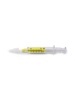 Syringe Shaped Plastic Text Marker- Yellow Pink