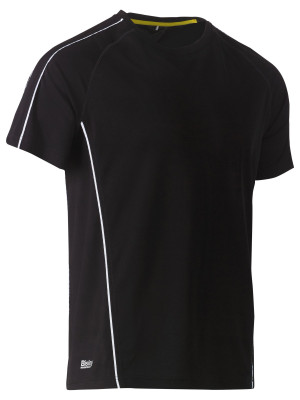 Cool Mesh Tee with Reflective Piping - Black