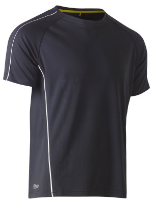 Cool Mesh Tee with Reflective Piping - Charcoal