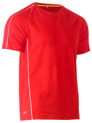 Cool Mesh Tee with Reflective Piping - Red